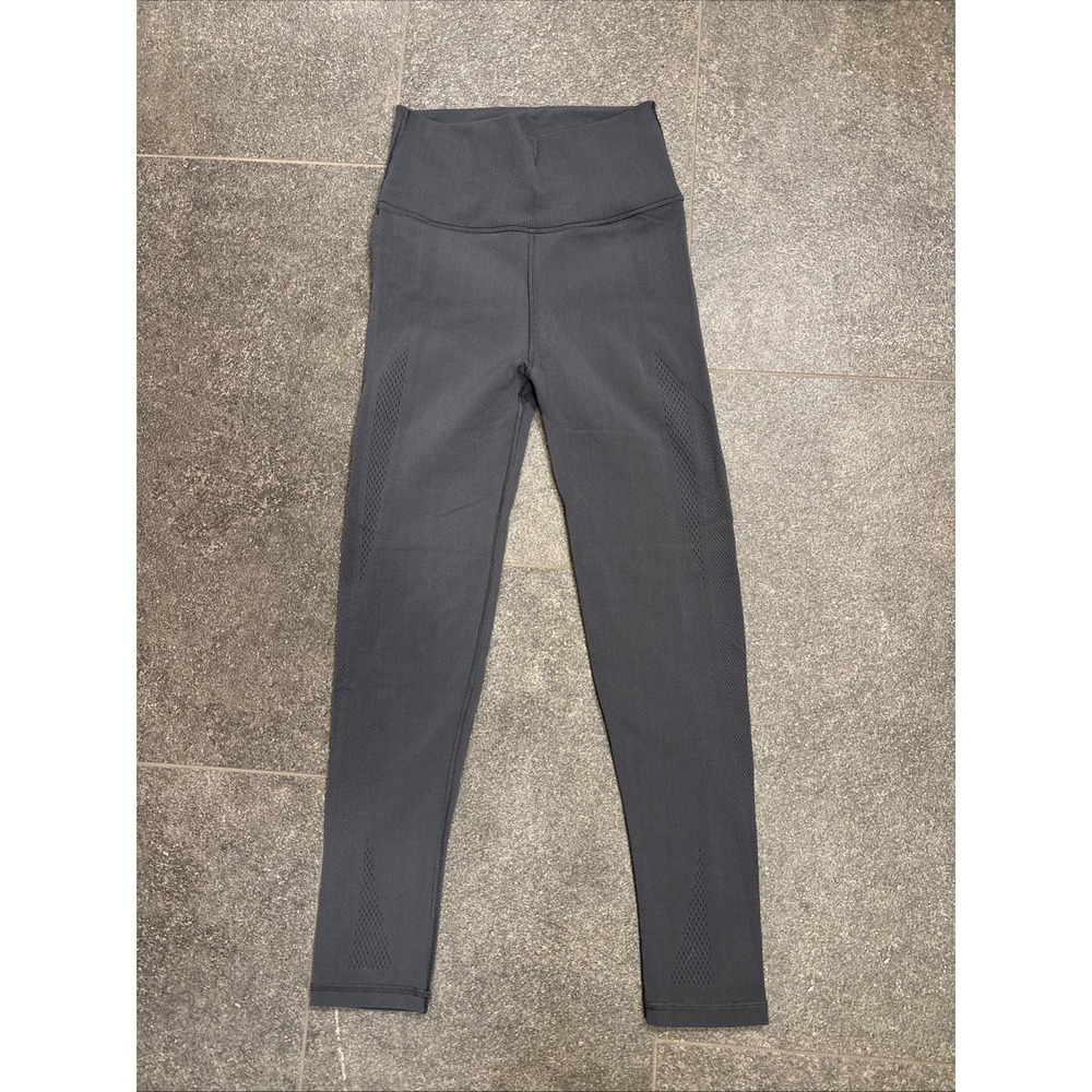 Athleta tights small/ medium Gray nylon spandex high waisted Side Netting